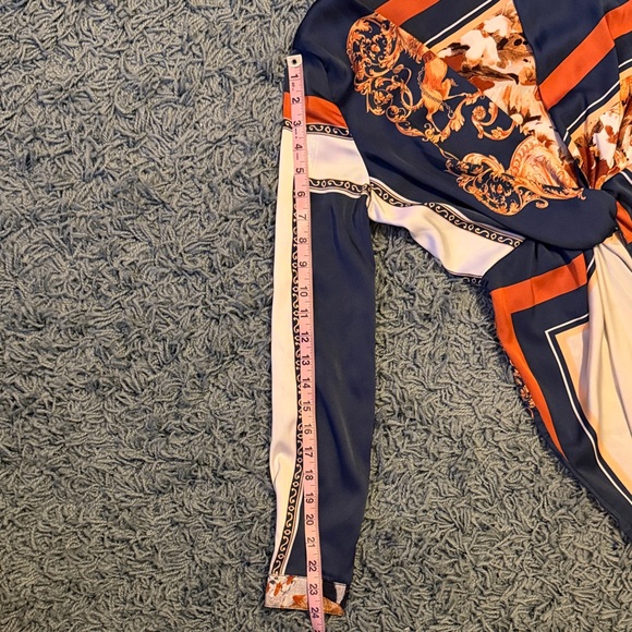 Fashion Nova Lotta Class Navy and Orange Long Sleeve Dress| Size Small - Picture 10 of 12